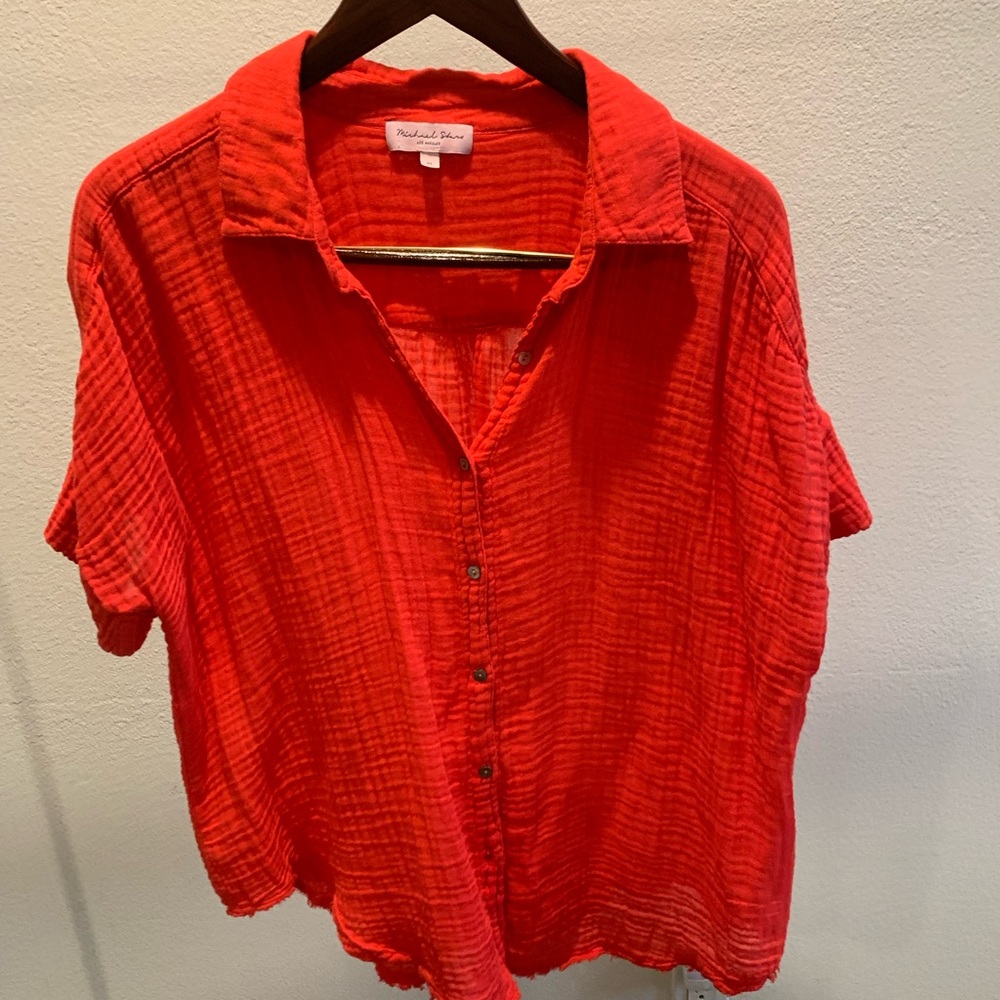 Michale Star Cotton Gauze Button Down Shirt